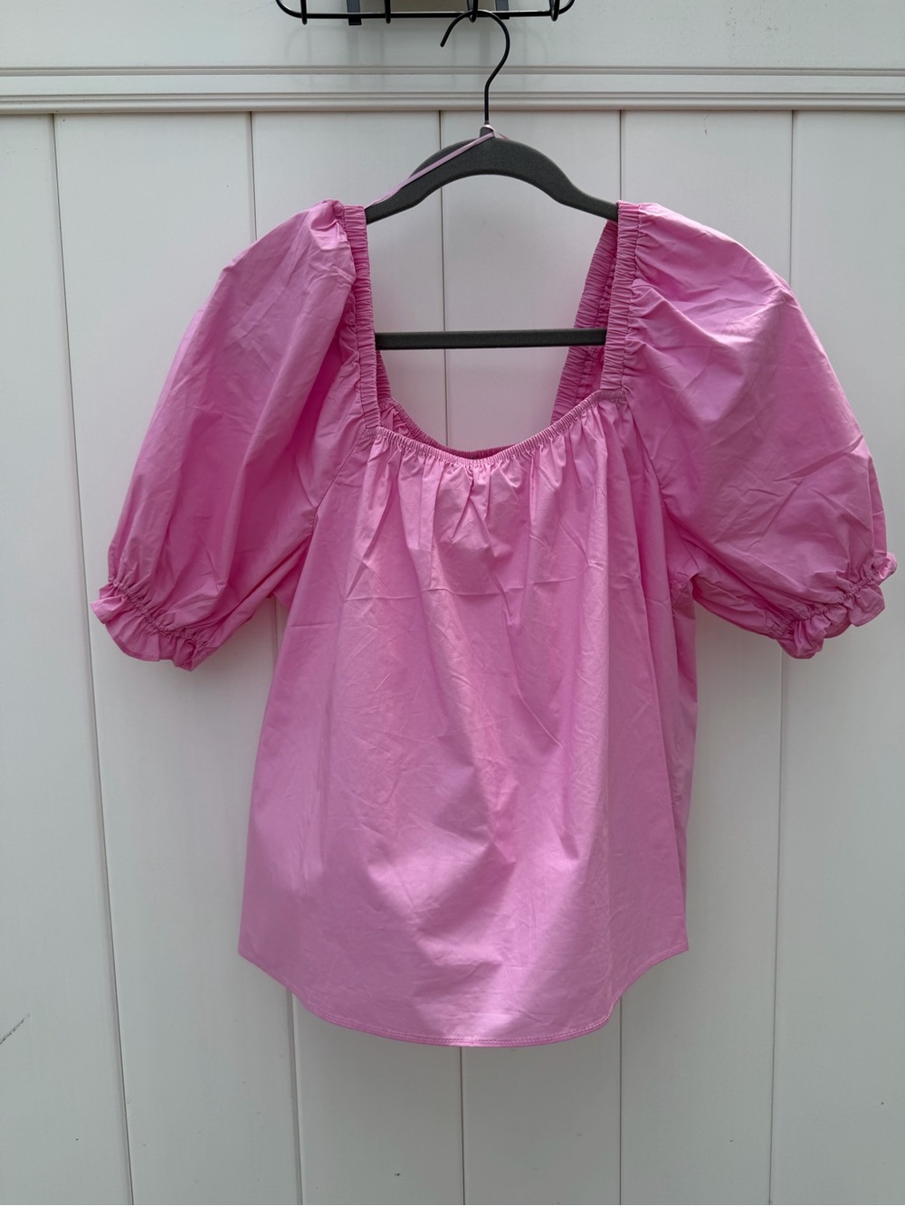 English Factory Pink Puff-Sleeve Square Neck Blouse